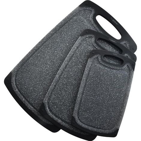Tagliere in plastica, set di 3 taglieri, con piedini antiscivolo, per scolare i liquidi, manici ergonomici, 2515 cm + 3320 cm + 4024 cm (1/5)