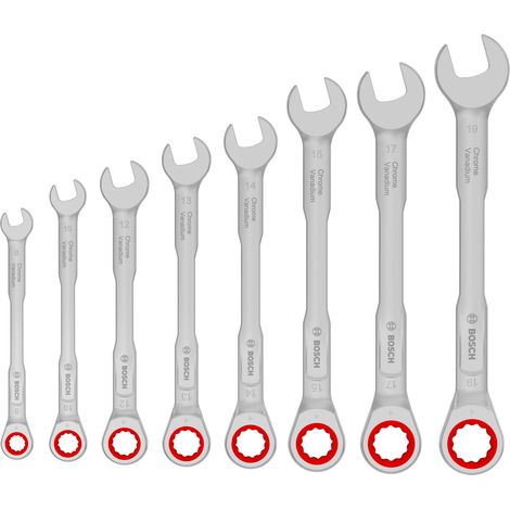 Bosch PRO Hand Tool - Wrench Ratchet Combination Wrench Set, 8-19 mm, 8 pcs 1600A03AG5 (1/5)
