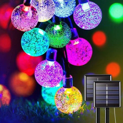 YMYNY Guirlande Lumineuse Solaire, Fairy Lights 50 LED Cristal Boules IP65 Etanche, 8 Modes Lumières Décorative Intérieur et Extérieur, Maison/Jardin/Fête/Patio/Parti/Mariage(Multicolore) (1/5)