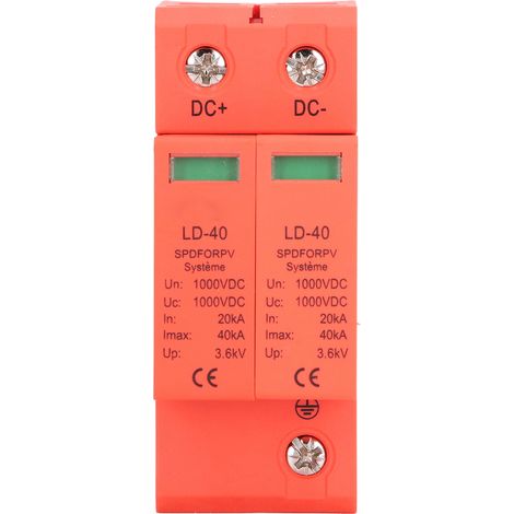 Parafoudre DC 1000V 20-40kA 2P PC pour système photovoltaïque PV, protecteur contre les surtensions (1/5)