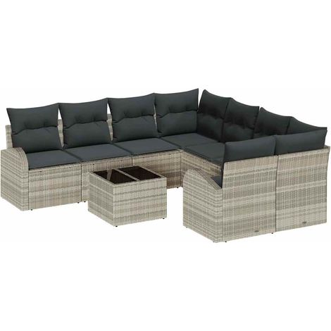 Maison Exclusive - Sofa Set mit Kissen 9 pcs Hellgrau und Dunkelg
