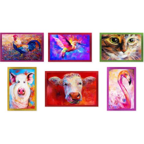 SET 6 PEZZI Strofinaccio ANIMALI DIPINTI in puro cotone stampato in ALTA definizione misura MAXI
