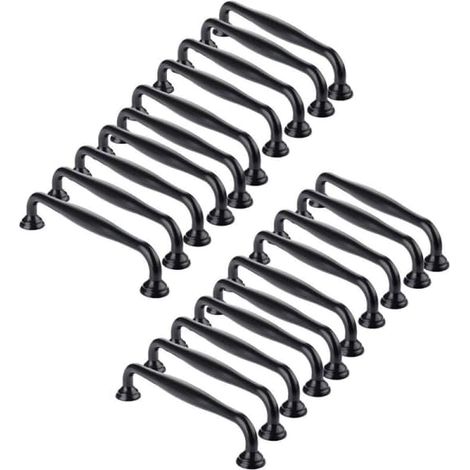 Ecleanfy - 20 poignées de porte noires, pour meubles de cuisine, tiroirs et chambres à coucher, entraxe de 96 mm (modèle à 20 tubes - entraxe de 96 mm), blanches (1/5)