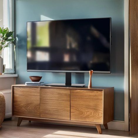 Maclean MC-386 Universal TV Stand Base for Cabinet Dresser Table Desk 32" - 75" 40kg VESA 35° Rotating Temepred Glass Adjustable