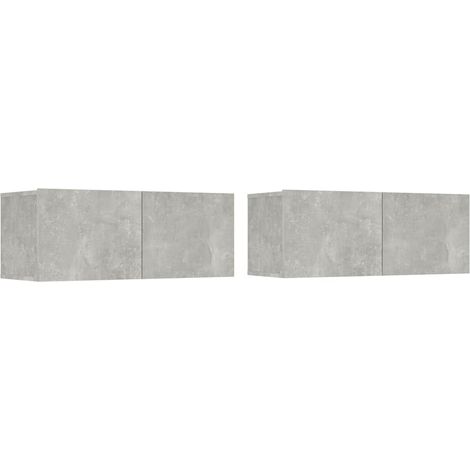 vidaXL 2 Piece TV Cabinet Set Concrete Grey 80x30x30 cm Engineered Wood