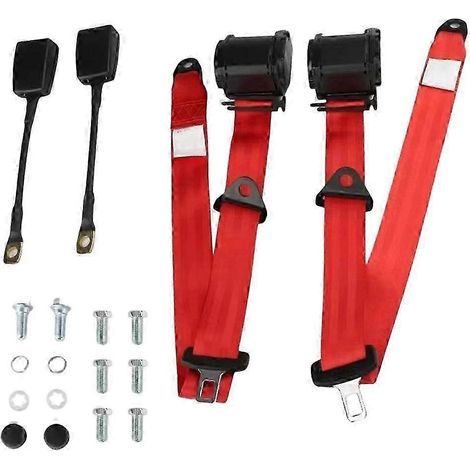 Ensemble de 2 ceintures de sécurité universelles, rétractables et réglables à 3 points, compatibles avec les voiturettes de golf, les UTV, les minifourgonnettes, les camping-cars et les camions (rouge (1/4)