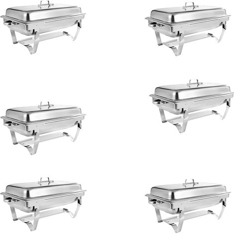 Ensemble de buffet avec plat à réchaud, acier inoxydable, capacité de 8QT, 6Pack (1/2)