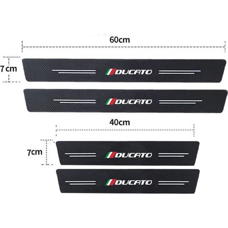 (4 pièces) Seuil de porte avant et arrière pour Fiat Ducato,avec logo en fibre de carbone,protection de seuil de coffre et de pare-chocs Autocollants inclus (1/3)