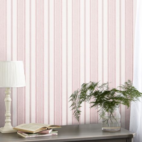 Papier peint intissé Laura Ashley Heacham Stripe Blush 1005 x 52cm Rose (1/5)
