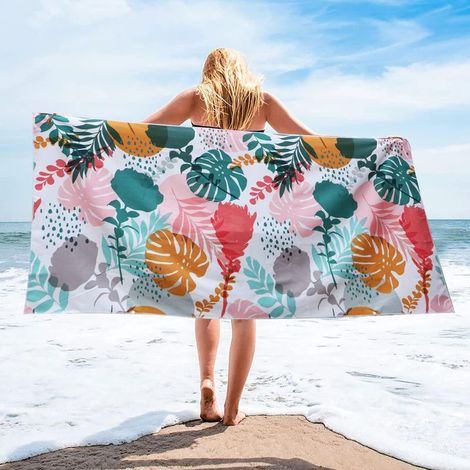 Serviette De Plage - Microfibre - 150 X 70 Cm - Anti Sable - Séchage Rapide - Pour Plage Piscine Yoga Voyage - 1 Pièce (1/5)