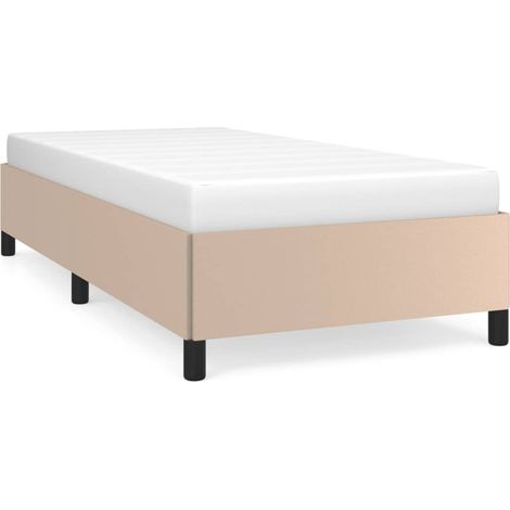 Lit simple Lit adulte Cadre de lit sans matelas cappuccino 90x190 cm similicuir (1/5)