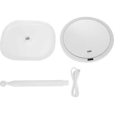 Miroir de maquillage 10X grossissement LED induction portable pour vanité, maison ou dortoir (1/5)