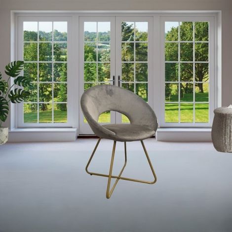 Set 2 poltroncine da salotto Etere velluto grigio e gambe oro