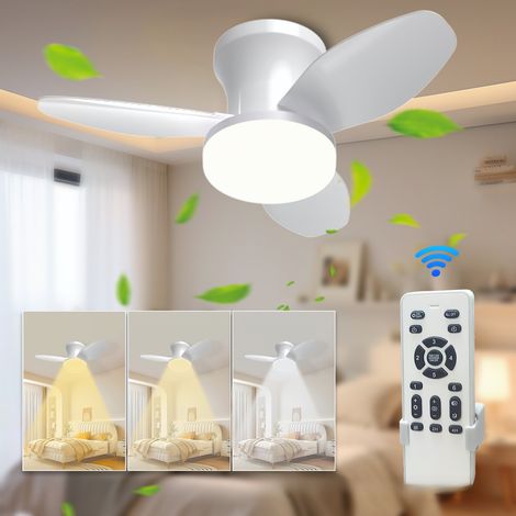Ventilateur de plafond avec lumières, ventilateur de plafond LED avec télécommande et application, intensité variable 3 couleurs, 6 vitesses, 65 cm (1/5)