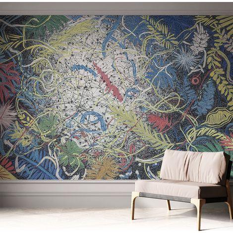 Carta da parati autoadesiva - Fotomurale adesivo - design elegante - stile moderno - Vortici vegetali 312x219 cm (1/5)