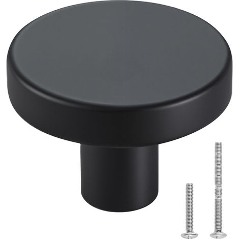 Bouton de Meuble, Lot de 10, Poignée de Placard, 3,2 cm, en Alliage de Zinc, Forme Champignon, avec Vis, Bouton pour Tiroirs, Portes, Commodes, Armoires, Salle de Bain, Chambre à Coucher, Noir (1/5)