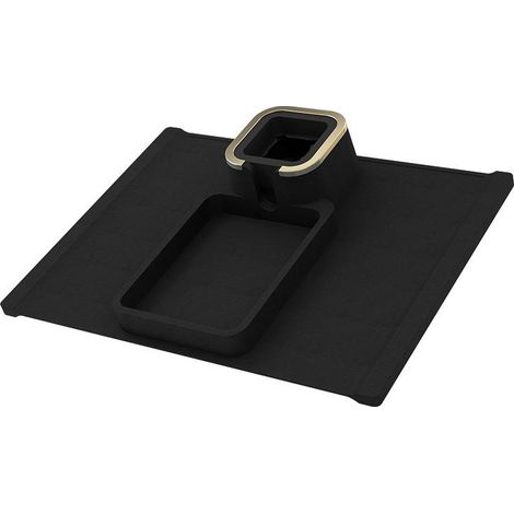 Plateau porte-gobelet pour canapé, plateau inclinable en silicone anti-déversement et antidérapant, support robuste et lesté pour télécommande/collations/téléphone portable, (noir) (1/5)
