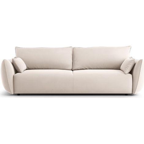 Canapé convertible avec coffre 3 places en velours beige (1/5)