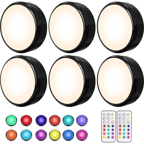 Éclairage de placards, éclairage LED, éclairage sous placards de cuisine à intensité variable, éclairage LED pour la cuisine, LED multicolore à piles avec télécommande et minuterie (1/4)