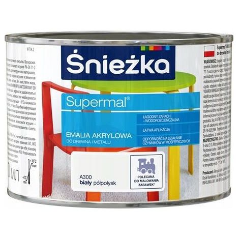 Smalto acrilico Supermal per legno e metallo A300 bianco semilucido 0,4 l (1/2)