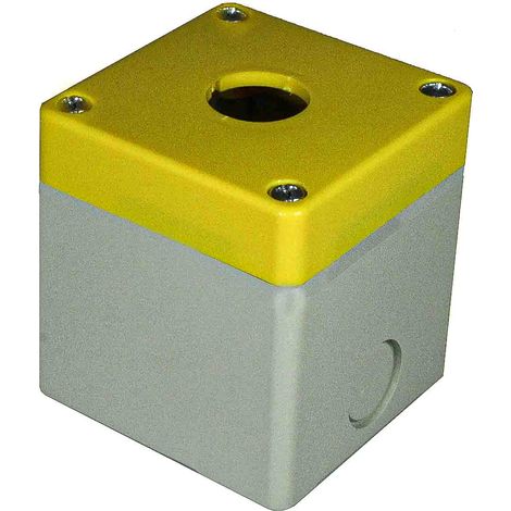 Boîtier de bouton-poussoir, , 1 découpe découpes , couleur Gris/jaune en ABS, diamètre: 22mm ( Prix pour 1 )