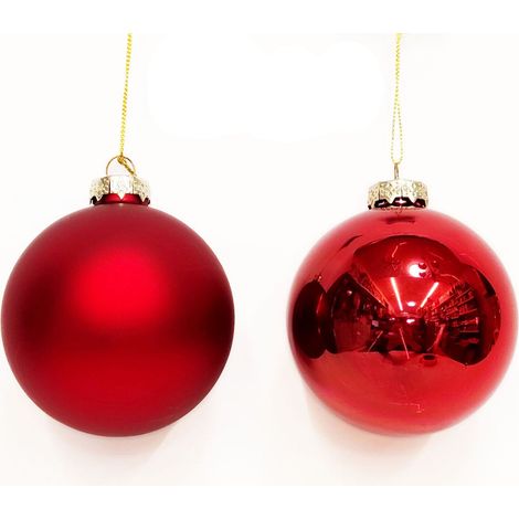 Box 10  palline di natale in vetro rosso  lucido satinato cm 6 (1/2)