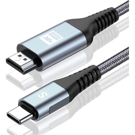 4K Câble USB C vers HDMI 3M, Câble USB type C vers HDMI,Thunderbolt 3/4/5 Compatible avec i Phone 17 16 15 Pro/Max,Galaxy S26/S25/S24/S23/S22/S21/S20,MacBook/Air,iPad Air,iPad Pro,iMac,XPS (1/5)