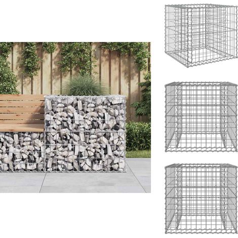 Panier de gabions argenté 70x70x65 cm fer galvanisé - Jardiniere Gabion - Bordure Jardin - Décoration Extérieure - Planter - Pot Métallique (1/5)