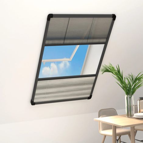 Store plissé moustiquaire pour fenêtres en aluminium, 80x160 cm, avec store intégré.