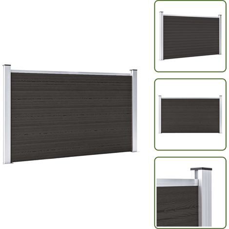 Panneau de clôture WPC 180x105 cm Noir - Clôture Jardin - Clôture Résidentielle - Clôture Composite - Clôture Noire - Barrière Jardin (1/5)