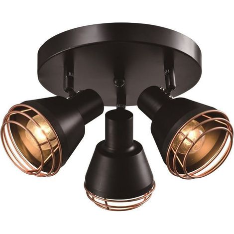 Plafoniera Candellux Neria 3xE14 metallo nero oro 22cm (1/5)