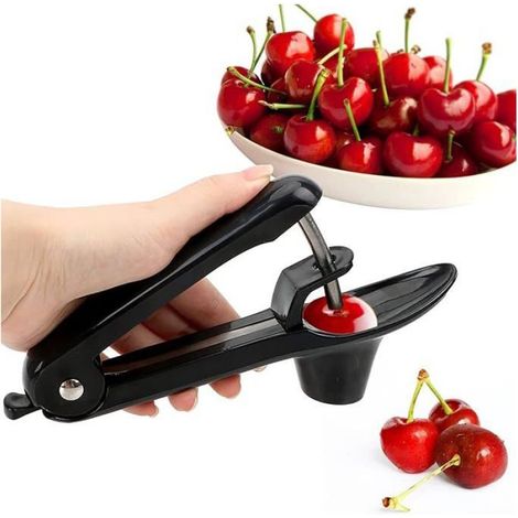 Dénoyauteur Cerises - Pour Cerises Olives Dattes Aubépines - Manuel À Ressort - Noir - 1 Pièce (1/4)