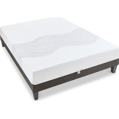 OLYMPE LITERIE Ensemble SENSITIVE 90x190 cm Matelas Mémoire de forme + Sommier Bois (1/5)