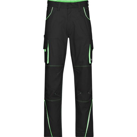 James & Nicholson Funktionelle Arbeitshose JN847 Gr. 44 black/lime-green (1/5)