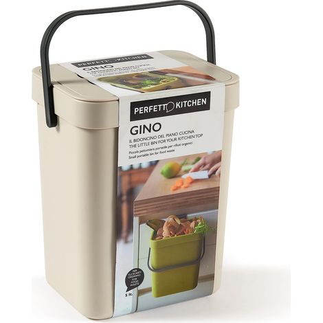 PERFETTO PATTUMIERA UMIDO/RIFIUTI ORGANICI DA APPENDERE - coll. GINO - 5 lt. - Ghiaccio (1/4)
