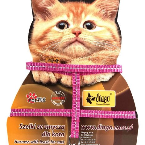 Harnais réfléchissant avec Laisse pour Chat en Tissu Rose