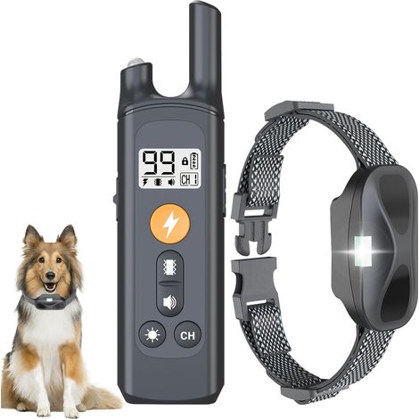Collier de Dressage pour Chien avec Télécommande,Collier Anti Aboiement Chien Électrique Rechargeable,IP7 Étanche,Portée 800 m,Collier Dressage Chien sans Fil (1/5)