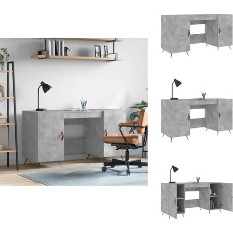 Schreibtisch Betongrau 140x50x75 cm Holzwerkstoff - Bürostuhl - Schreibtisch - Home Office - Arbeitsplatzgestaltung - Industriel Style (1/5)