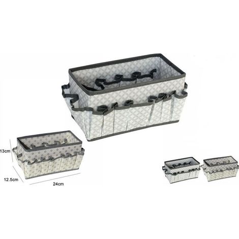 Trade Shop Traesio - Portaoggetti Tessuto Organizer Contenitore Scatola Multitasche 24x12.5x13cm 53033a - (1/2)