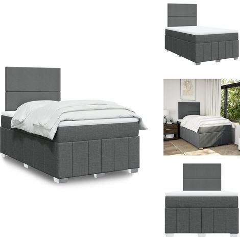 Sommier à lattes de lit avec matelas gris foncé 120x190cm tissu - Sommier À Lattes De Lit - Sommiers À Lattes De Lit - Lit - Meuble De Chambre À Coucher (1/5)