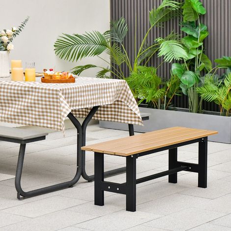 Banc de Jardin HDPE pour 2 Personnes Charge 300KG Banquette Extérieur avec Cadre en Métal et Couvre-pied de Protection Marron (1/2)