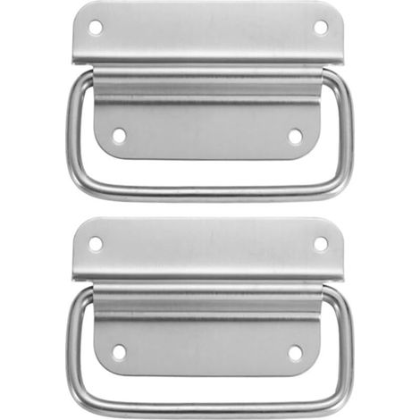 2 Pièces Poignée de Transport pour Caisses Poignées Poignée Inox Poignée Coffre Outils Ressort Poignée Pliante Poignée à Ressort de Boîte à Outils Poignée Pliante Argentée Métal Poignée (1/4)