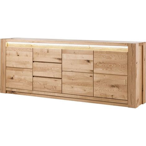 Credenza in legno di quercia selvatica 223x40x85 oliato beige KENT 231