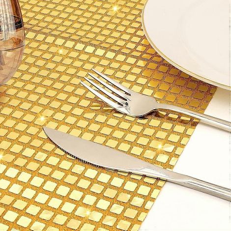 Set de table à paillettes et carreaux 30x45cm, décoration de fête et d'intérieur, en polyester, protection de table (1/5)
