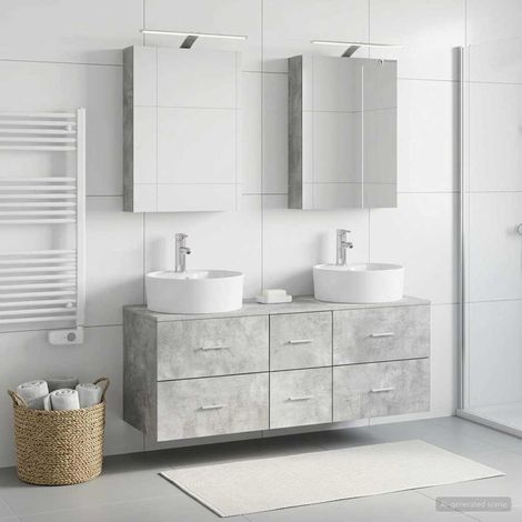 vidaXL Bathroom Furniture Set 5 pcs Concrete Grey (1/5)