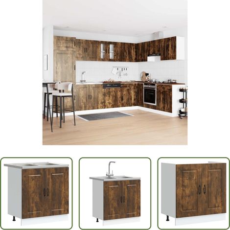 vidaXL Küchenorganisation - Küchenschrank mit Speicher Kalmar 2 pcs Braun 80 x 46 x 81.5 cm (1/5)