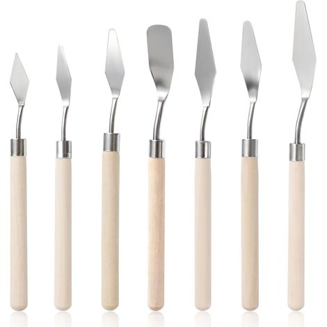 7 pièces Malmesser Spachtel Acrylmalerei Malmesser pour Acrylfarben acier inoxydable Spachtel ensemble Palettenmesser (1/5)