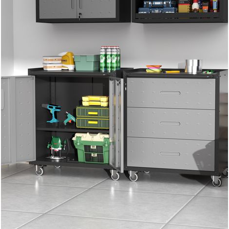 Armadio porta attrezzi in metallo con ruote 75 × 42 × 88 cm OKWISH (1/5)