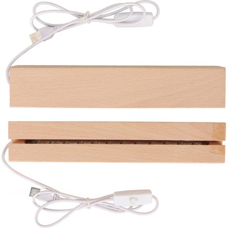 Socle LED bois 24cm - Présentoir lumineux pour cristal et verre acrylique (1/5)