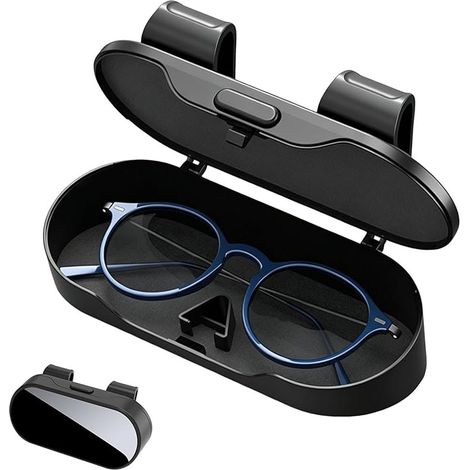 Clip universal de cuero sintético PU para sujetar gafas de sol a la visera del coche, con sistema de forro de seguridad (6,89 x 3,74 pulgadas). (1/3)